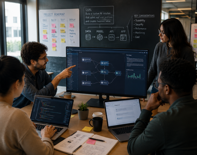 AI App Development process from idea validation to enterprise deployment using custom AI solutions and AI agents